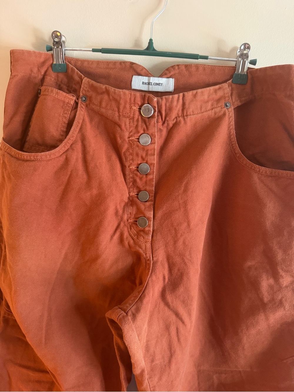Rachel Comey Elkin Pants 10 | Rust Canvas Barrel Leg Button Fly Made in USA - Picture 2 of 5
